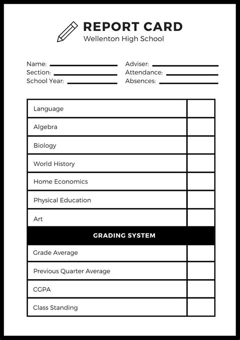 Priceless printable report cards templates | Derrick Website